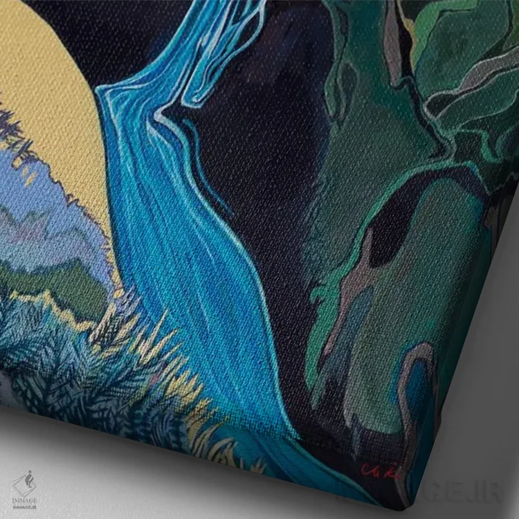 تابلو دکوراتیو آبشار آکاکا اثر هیدن هیل - نمای نزدیک بافت بوم