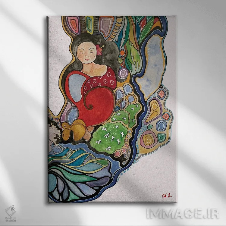تابلو دکوراتیو زن کنار دریا اثر هیدن هیل - نمای روبهرو روی دیوار