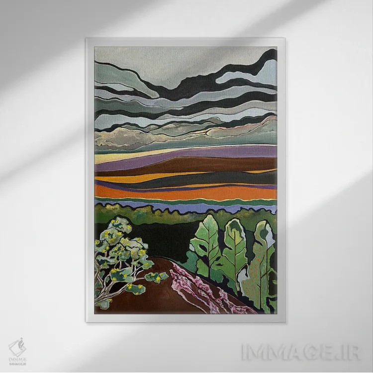 تابلو دکوراتیو چشم انداز کوهستانی هاوایی اثر هیدن هیل - نمای قابدار سفید