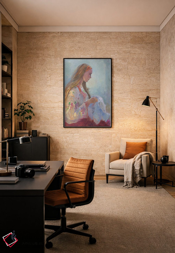 تابلو دکوراتیو در حال سوزن دوزی اثر کنتس آرت - D6B