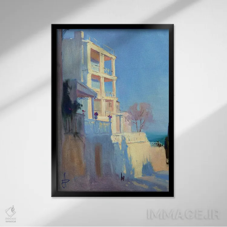 تابلو دکوراتیو غروب زمستانی در یالتا اثر کنتس آرت - نمای قابدار مشکی