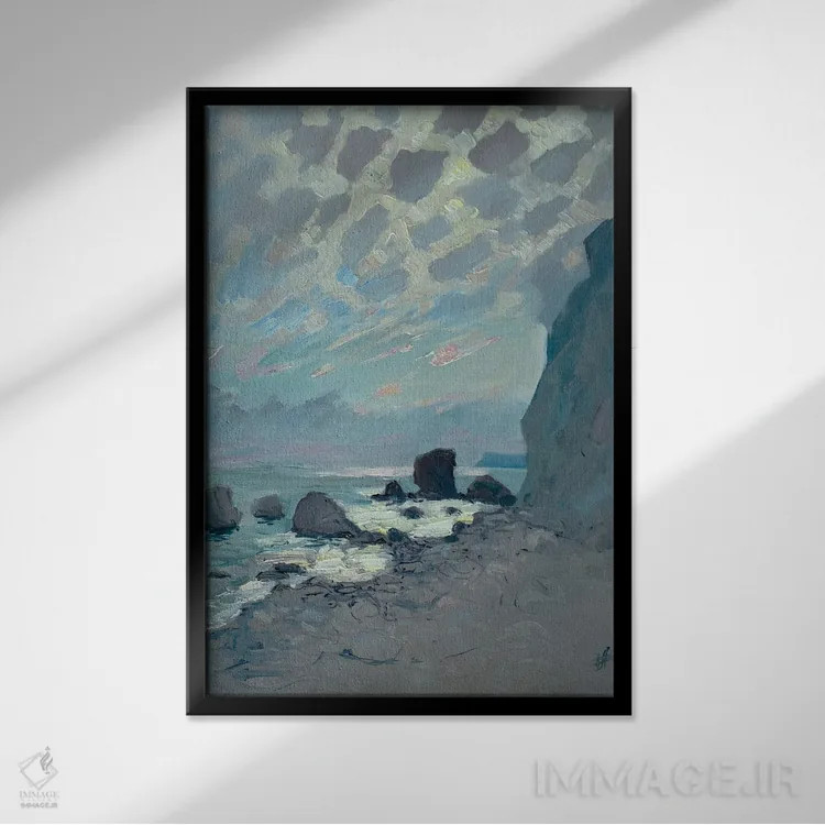 تابلو دکوراتیو روز نقره ای اثر کنتس آرت - نمای قابدار مشکی