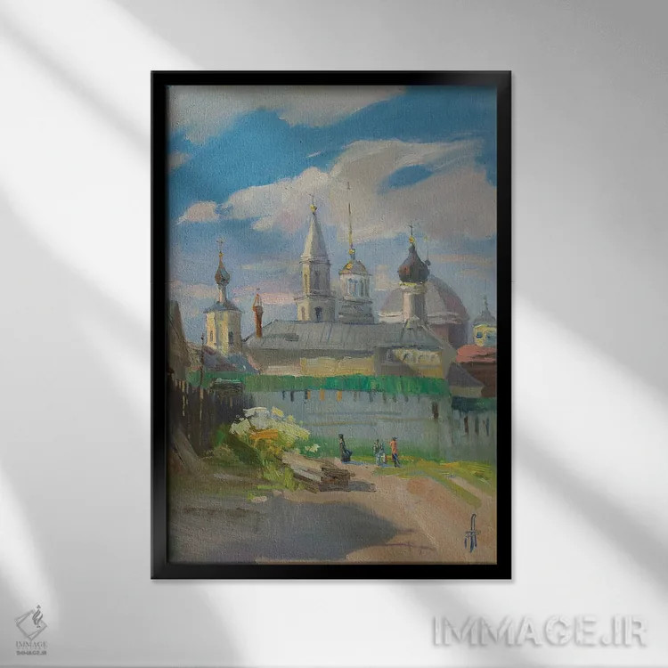 تابلو دکوراتیو صومعه بوریس و بلب، تورژوک، روسیه اثر کنتس آرت - نمای قابدار مشکی