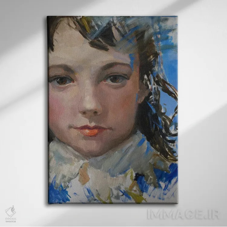 تابلو دکوراتیو The Old Masters Conceptualization,پسر با لباس آبی، بازآفرینی ب… اثر کنتس آرت - نمای روبهرو روی دیوار