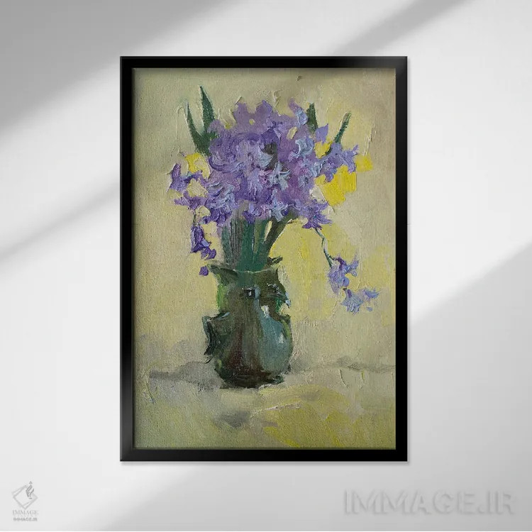 تابلو دکوراتیو طبیعت بی جان سنبل اثر کنتس آرت - نمای قابدار مشکی