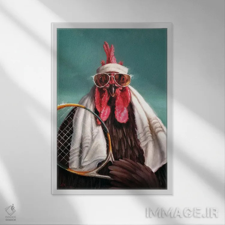 تابلو دکوراتیو تنیس باز حرفه ای اثر لوسیا هفرنان - نمای قابدار سفید