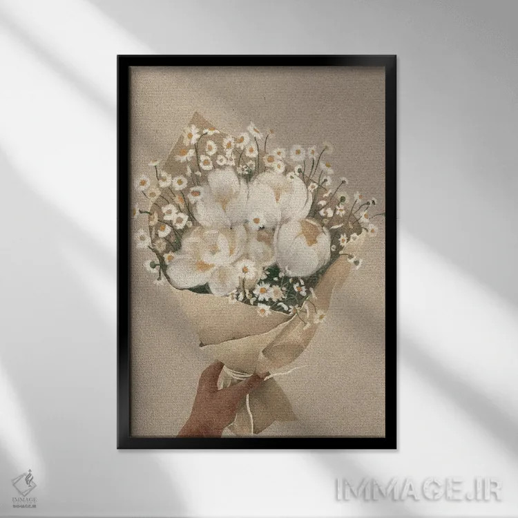 تابلو دکوراتیو دسته گل اثر هلینا اکنم - نمای قابدار مشکی