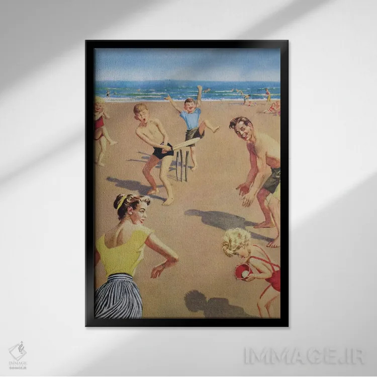 تابلو دکوراتیو کریکت ساحلی اثر همینگوی دیزاین - نمای قابدار مشکی