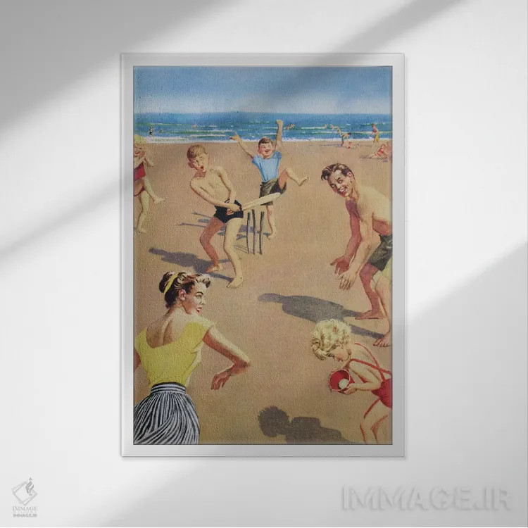 تابلو دکوراتیو کریکت ساحلی اثر همینگوی دیزاین - نمای قابدار سفید