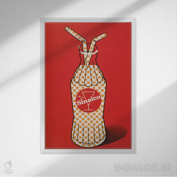 تابلو مینیمال در شیشه قرار گرفته اثر همینگوی دیزاین - نمای قابدار سفید