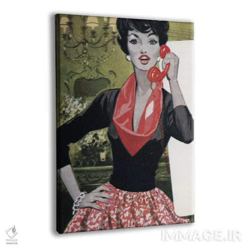 تابلو دکوراتیو Red Scarf, Red Lips And Red Skirt,تلفن قرمز، شال قرمز، ل… اثر همینگوی دیزاین - نمای پرسپکتیو محصول