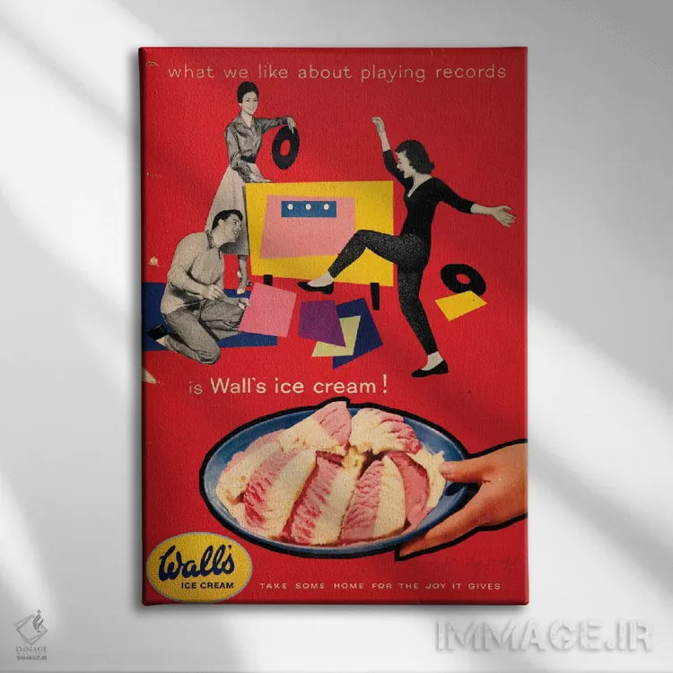 تابلو دکوراتیو چیزهایی که از پخش صفحه موسیقی دوست داریم اثر همینگوی دیزاین - نمای روبهرو روی دیوار