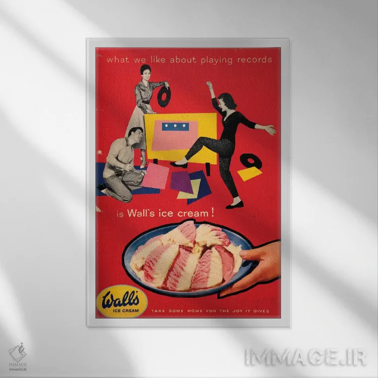 تابلو دکوراتیو چیزهایی که از پخش صفحه موسیقی دوست داریم اثر همینگوی دیزاین - نمای قابدار سفید