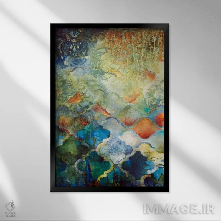 تابلو انتزاعی خیال مراکشی ۱ اثر هدر رابینسون - نمای قابدار مشکی