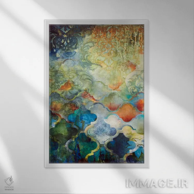 تابلو انتزاعی خیال مراکشی ۱ اثر هدر رابینسون - نمای قابدار سفید