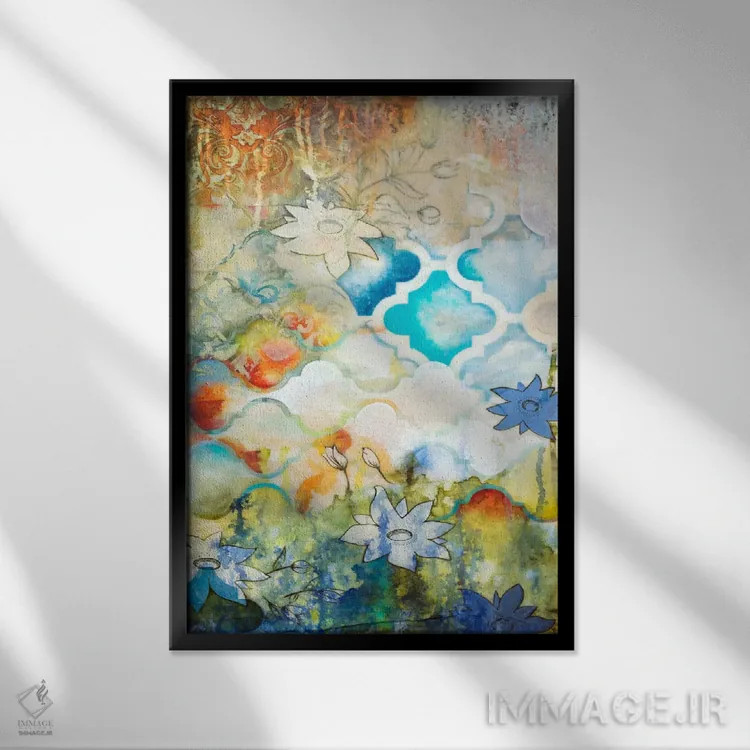 تابلو انتزاعی خیال مراکشی ۲ اثر هدر رابینسون - نمای قابدار مشکی