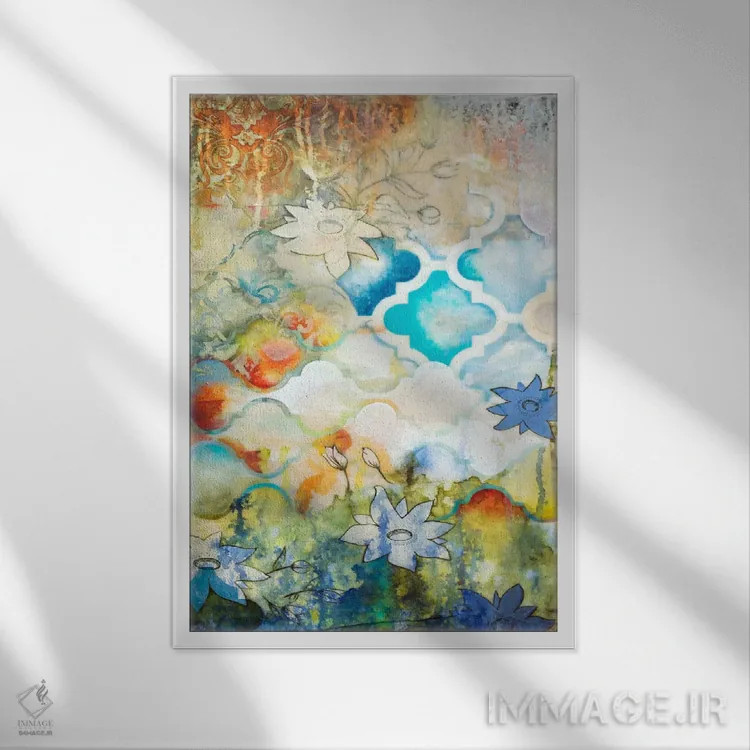 تابلو انتزاعی خیال مراکشی ۲ اثر هدر رابینسون - نمای قابدار سفید