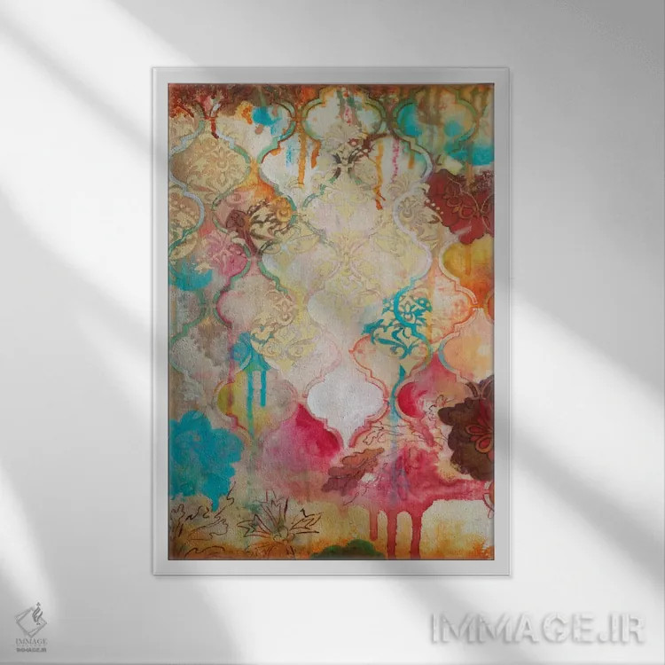 تابلو انتزاعی خیال مراکشی ۳ اثر هدر رابینسون - نمای قابدار سفید