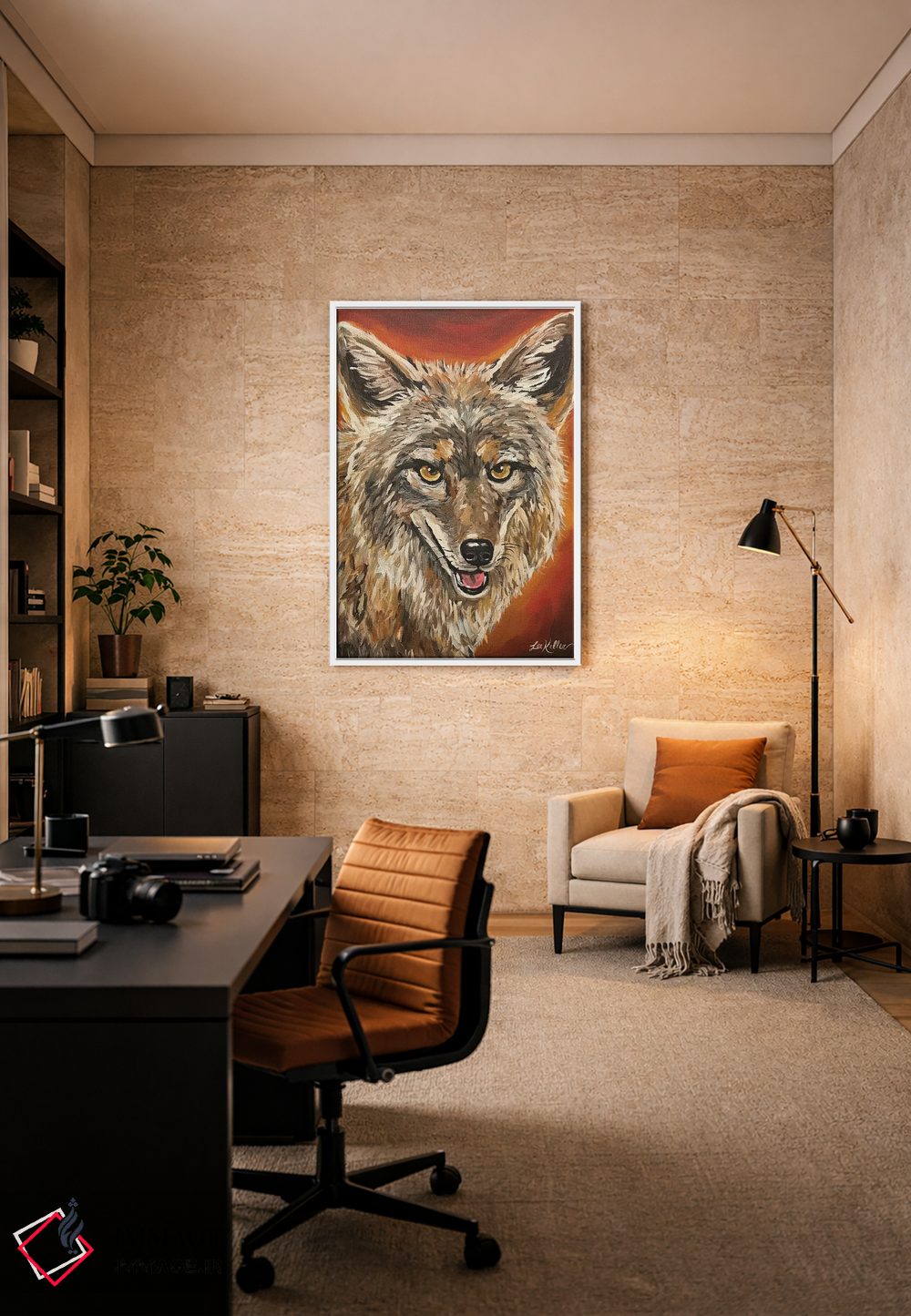 تابلو دکوراتیو نقاشی کایوت اثر هیپی هاوند استودیوز - D6W