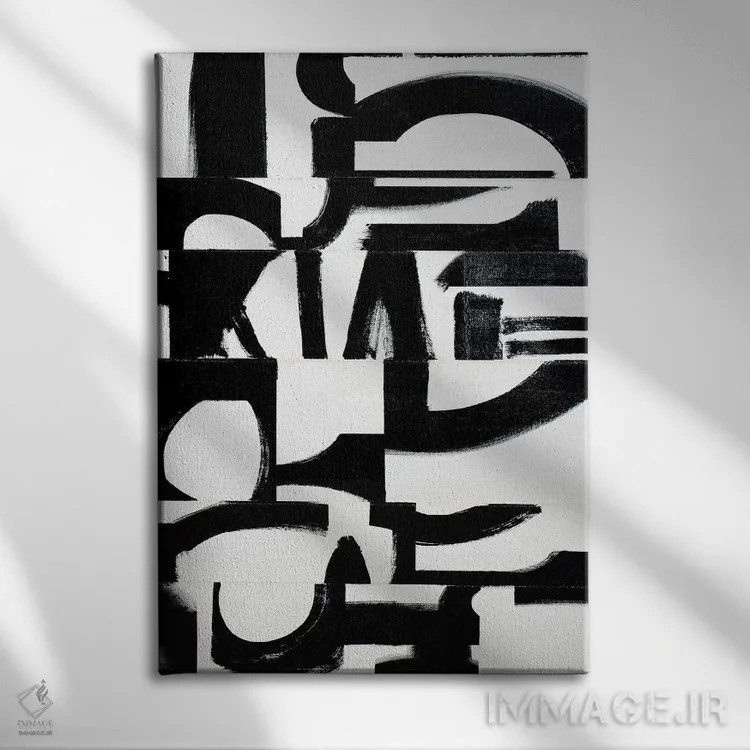 تابلو انتزاعی عناصر پر رونق V10 اثر رندی هبرد - نمای روبهرو روی دیوار