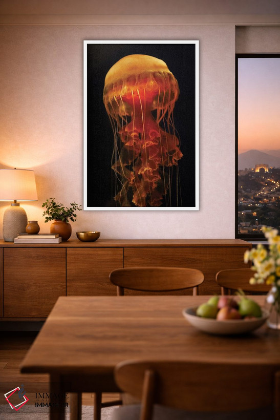 تابلو دکوراتیو Aquarium, Japan,عروس دریایی سیاه با شاخک های بازشده، آکو… اثر هیرویا مینکوچی - D3W