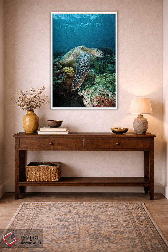 تابلو دکوراتیو Endangered, Sipadan Island, Celebes Sea, Borneo,لاک پشت… اثر هیرویا مینکوچی - D1W