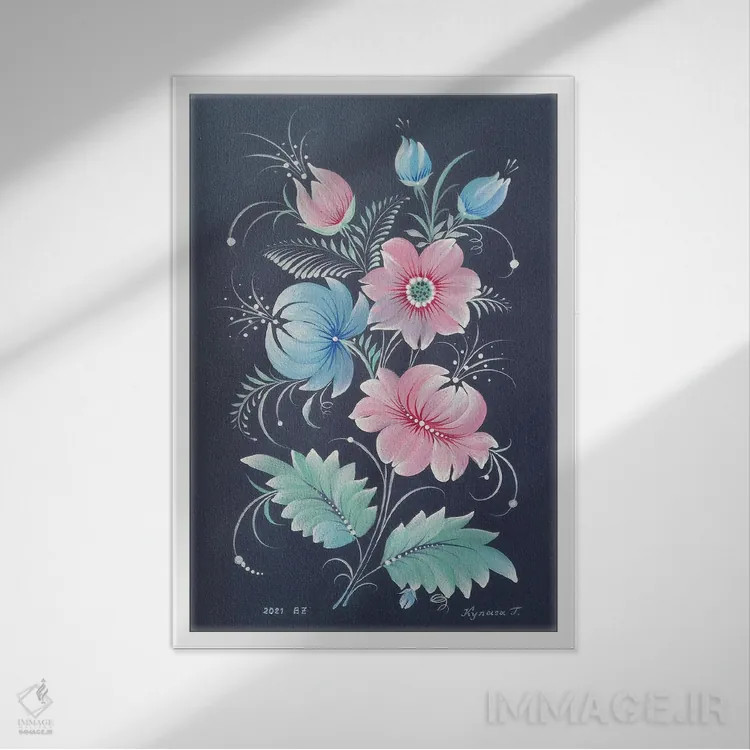 تابلو دکوراتیو نور شب اثر هالینا کولگا - نمای قابدار سفید