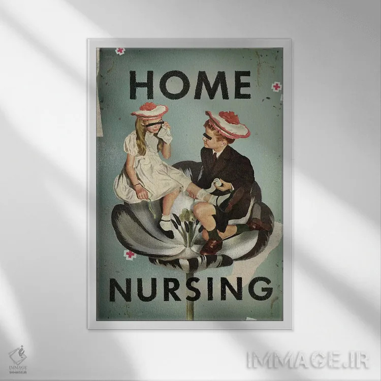 تابلو دکوراتیو پرستاری خانگی اثر هدر لندیس - نمای قابدار سفید
