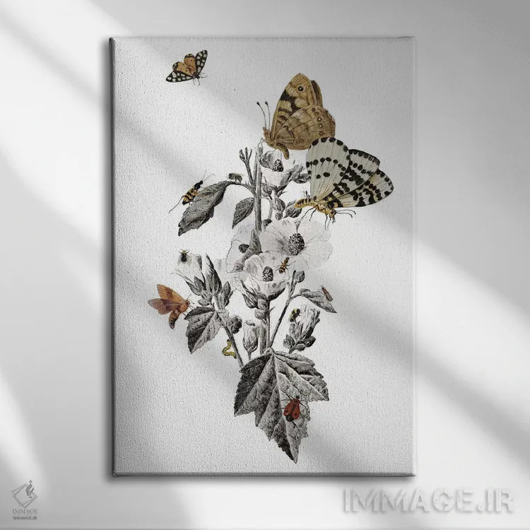 تابلو دکوراتیو طرح حشرات اثر هدر لندیس - نمای روبهرو روی دیوار