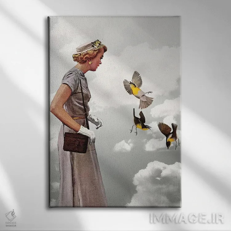 تابلو دکوراتیو بانوی خاکستری پوش اثر هدر لندیس - نمای روبهرو روی دیوار