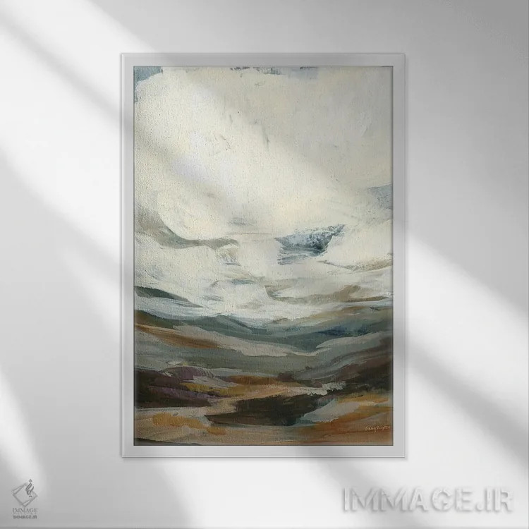 تابلو انتزاعی بوته زار چوبی اثر هیلی نایتن - نمای قابدار سفید