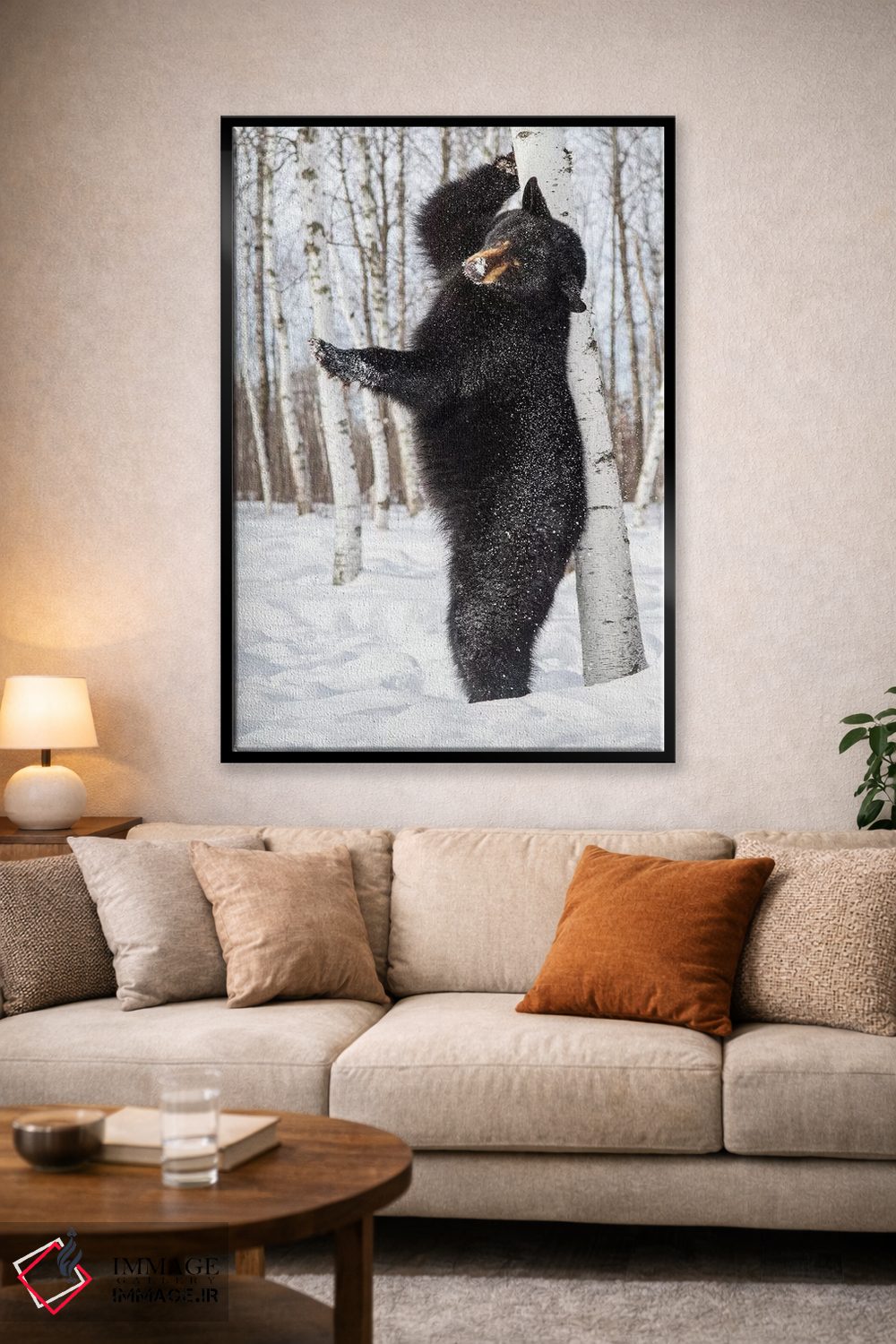 تابلو دکوراتیو Minnesota, Sandstone, Black Bear Scratching an Itch,آمریکا… اثر هولیس لونی - D1B