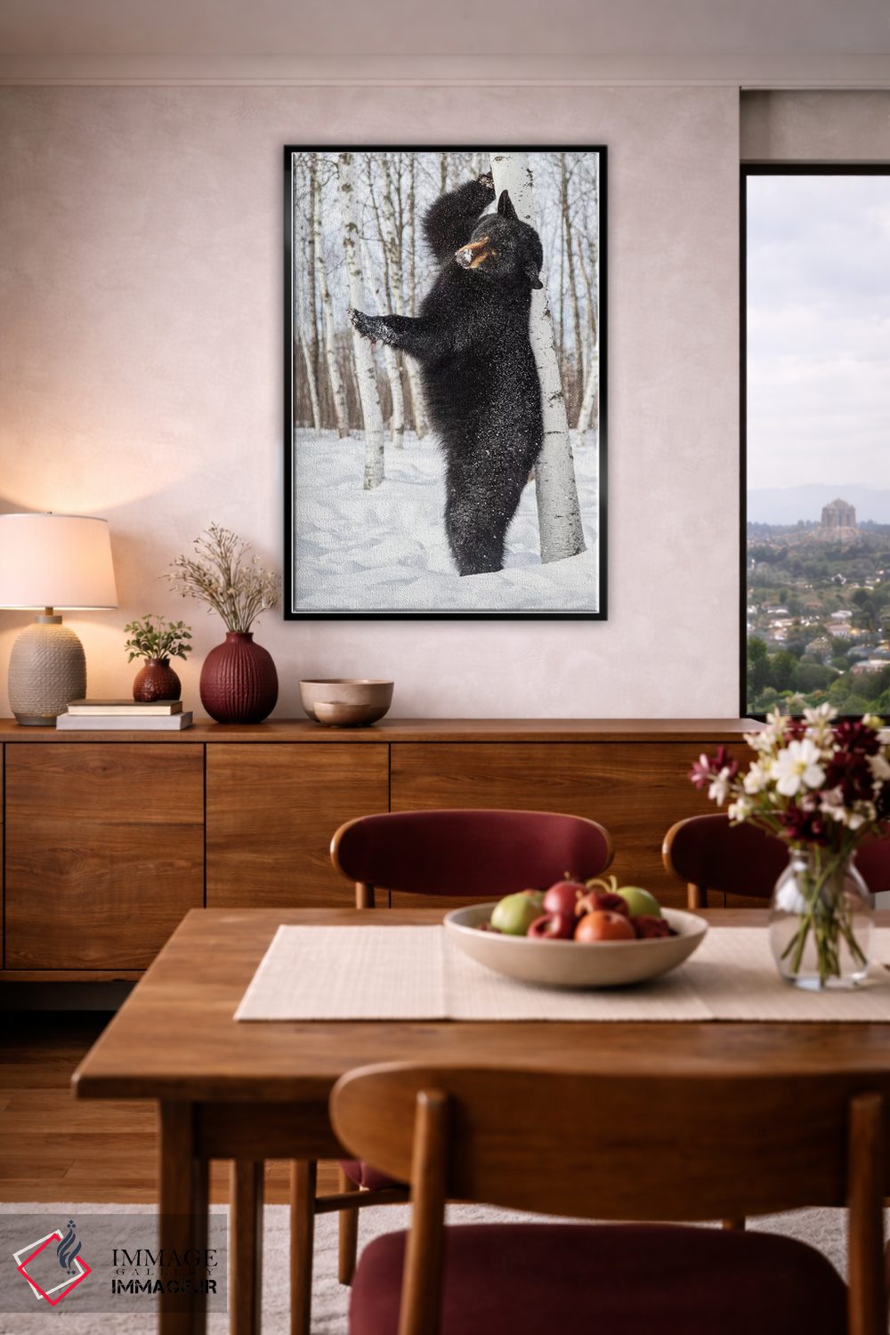 تابلو دکوراتیو Minnesota, Sandstone, Black Bear Scratching an Itch,آمریکا… اثر هولیس لونی - D5B