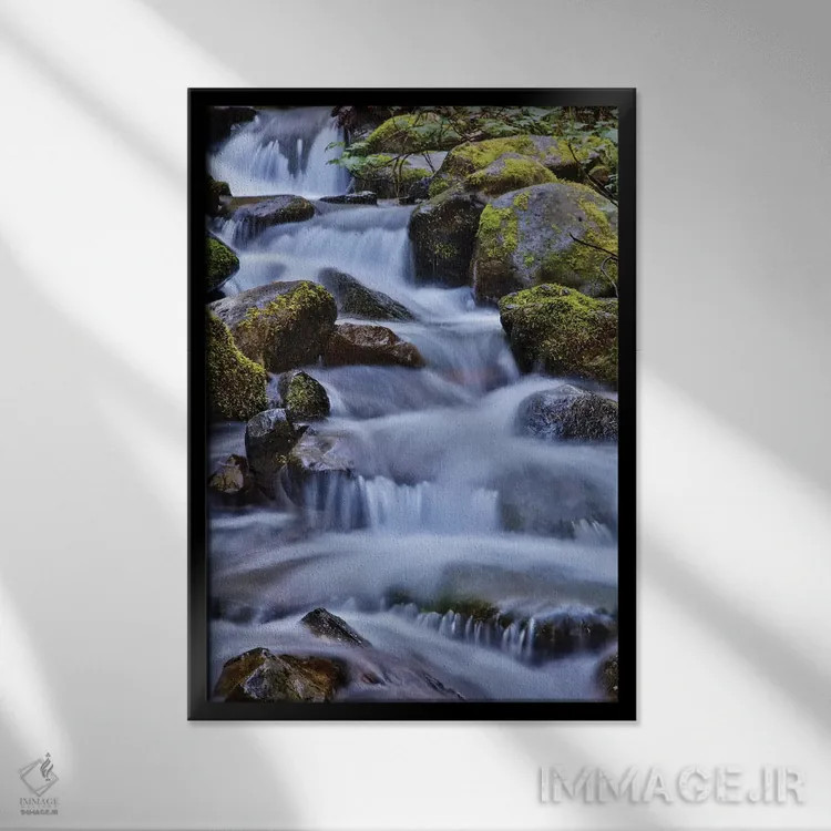 تابلو دکوراتیو Oregon, Columbia River Gorge, Water Cascading over Rocks at… اثر هولیس لونی - نمای قابدار مشکی