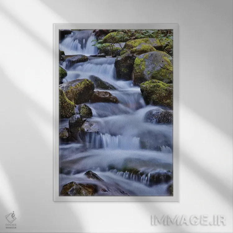 تابلو دکوراتیو Oregon, Columbia River Gorge, Water Cascading over Rocks at… اثر هولیس لونی - نمای قابدار سفید