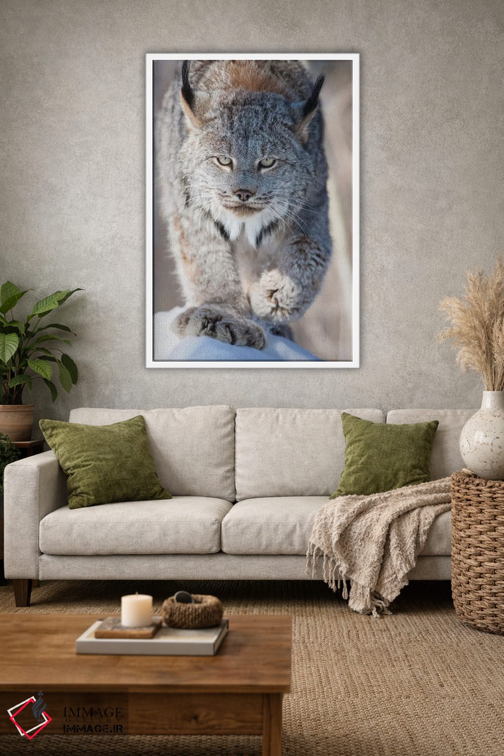 تابلو دکوراتیو Minnesota, Sandstone. Lynx walking,آمریکا، مینه سوتا، سندستو… اثر هولیس لونی - D1W