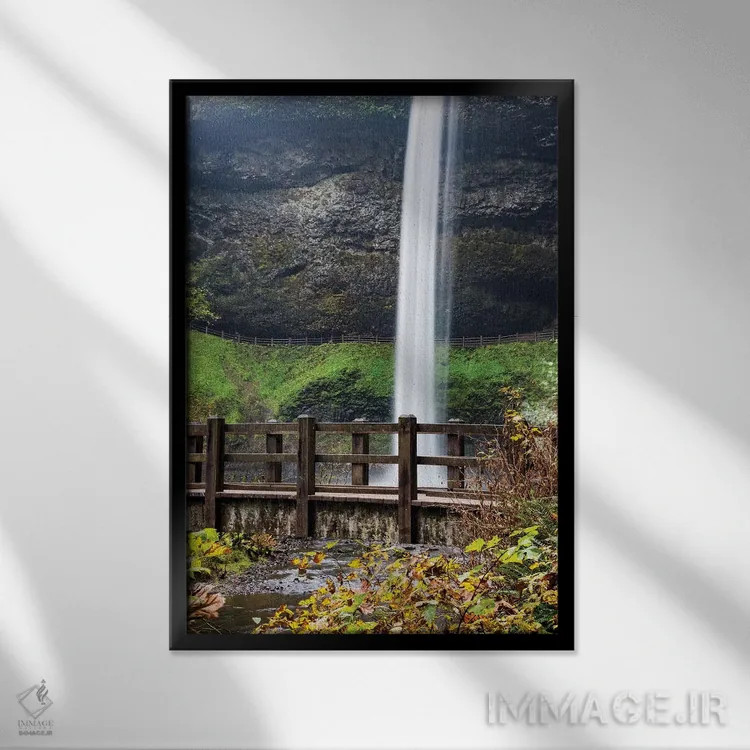 تابلو دکوراتیو Oregon, Silver Falls State Park, Falls,آمریکا، اورگن، پارک ا… اثر هولیس لونی - نمای قابدار مشکی