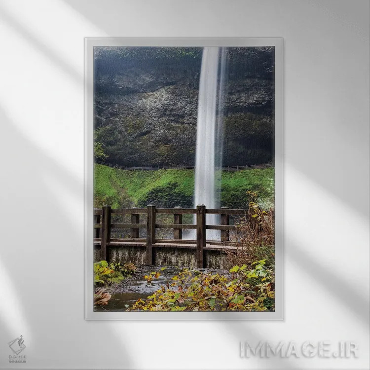 تابلو دکوراتیو Oregon, Silver Falls State Park, Falls,آمریکا، اورگن، پارک ا… اثر هولیس لونی - نمای قابدار سفید