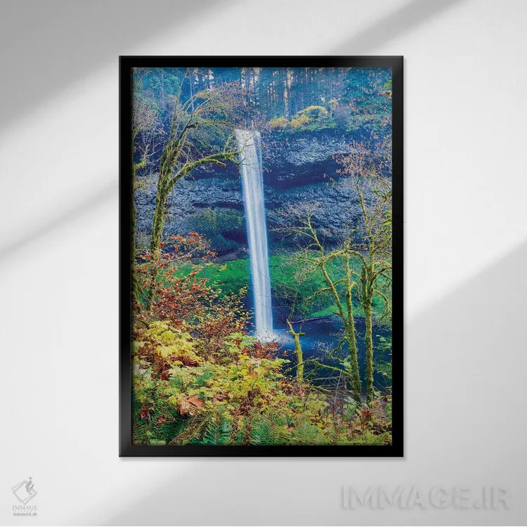 تابلو دکوراتیو Oregon, Silver Falls State Park, South Falls,آمریکا، اورگن… اثر هولیس لونی - نمای قابدار مشکی