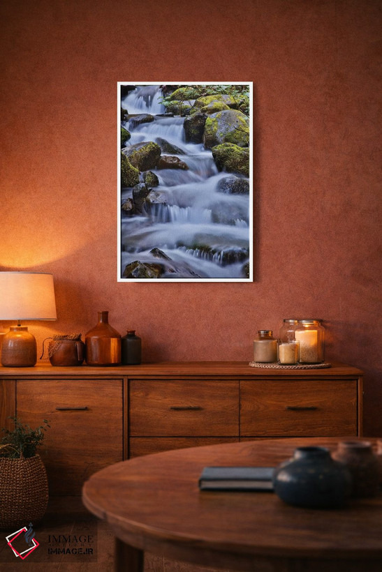 تابلو دکوراتیو Oregon, Columbia River Gorge, Water Cascading over Rocks at… اثر هولیس لونی - D3W