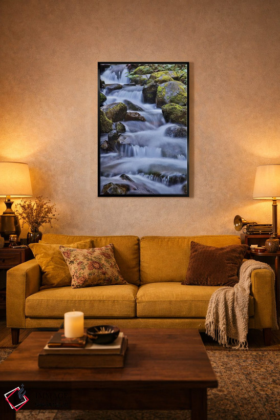 تابلو دکوراتیو Oregon, Columbia River Gorge, Water Cascading over Rocks at… اثر هولیس لونی - D4B