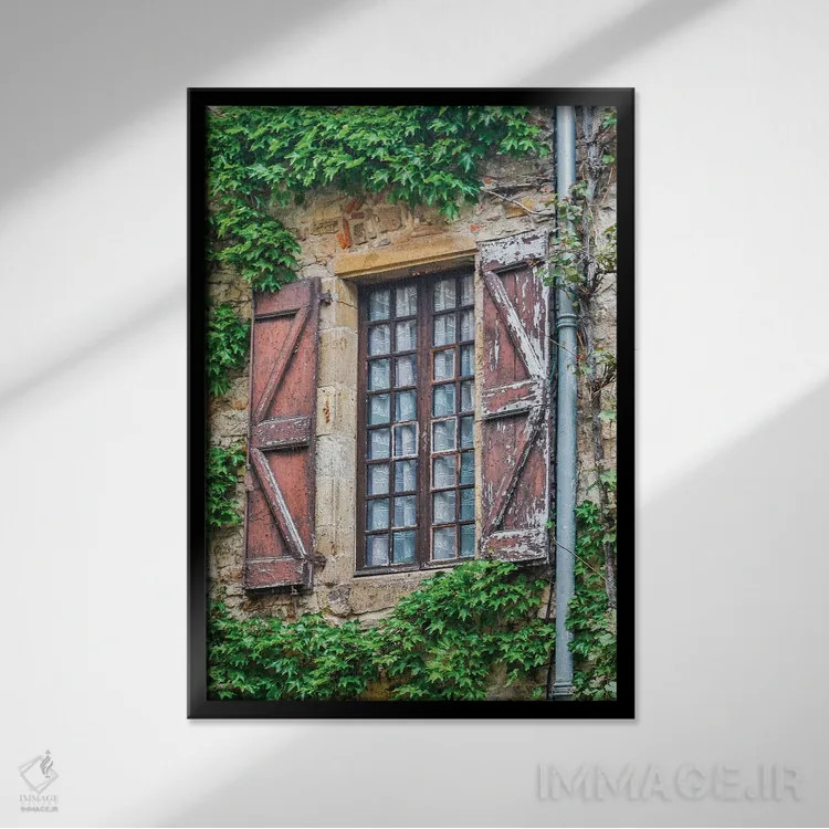 تابلو دکوراتیو Cordes-sur-Ciel, France,پنجره ها و کرکره های رنگ ورو رفته، ک… اثر هولیس لونی - نمای قابدار مشکی
