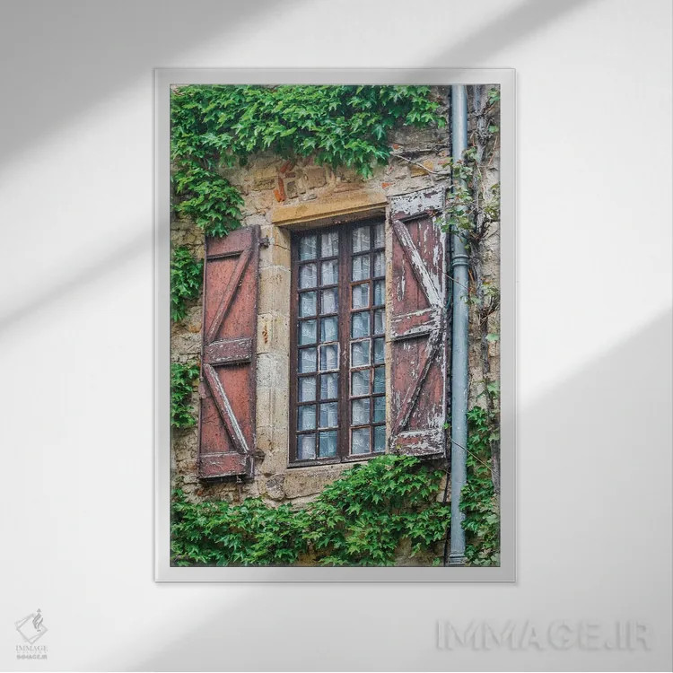 تابلو دکوراتیو Cordes-sur-Ciel, France,پنجره ها و کرکره های رنگ ورو رفته، ک… اثر هولیس لونی - نمای قابدار سفید