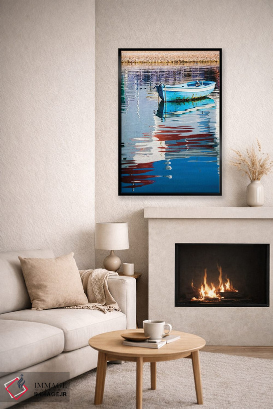 تابلو دکوراتیو Mykonos, Hora, Fishing Boat and Reflection of a Church in th… اثر هولیس لونی - D6B