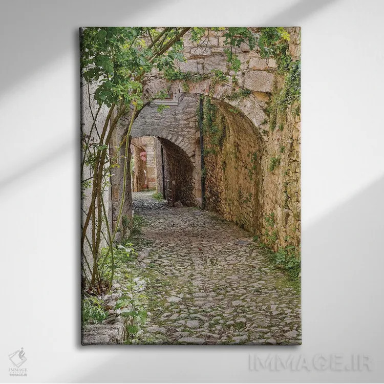 تابلو دکوراتیو Saint-Cirq Lapopie. Tunneled walkway,فرانسه، سنت سیرک لاپوپی… اثر هولیس لونی - نمای روبهرو روی دیوار