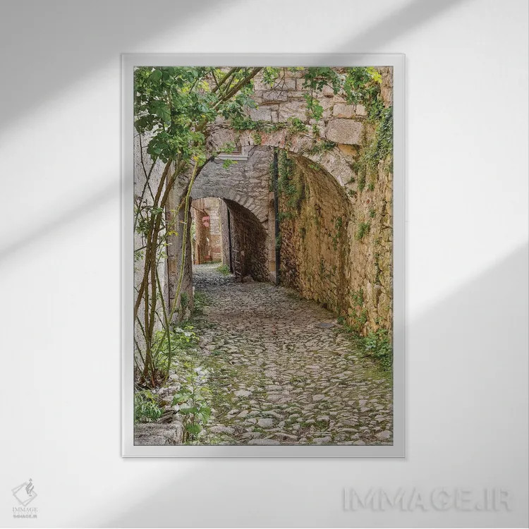 تابلو دکوراتیو Saint-Cirq Lapopie. Tunneled walkway,فرانسه، سنت سیرک لاپوپی… اثر هولیس لونی - نمای قابدار سفید