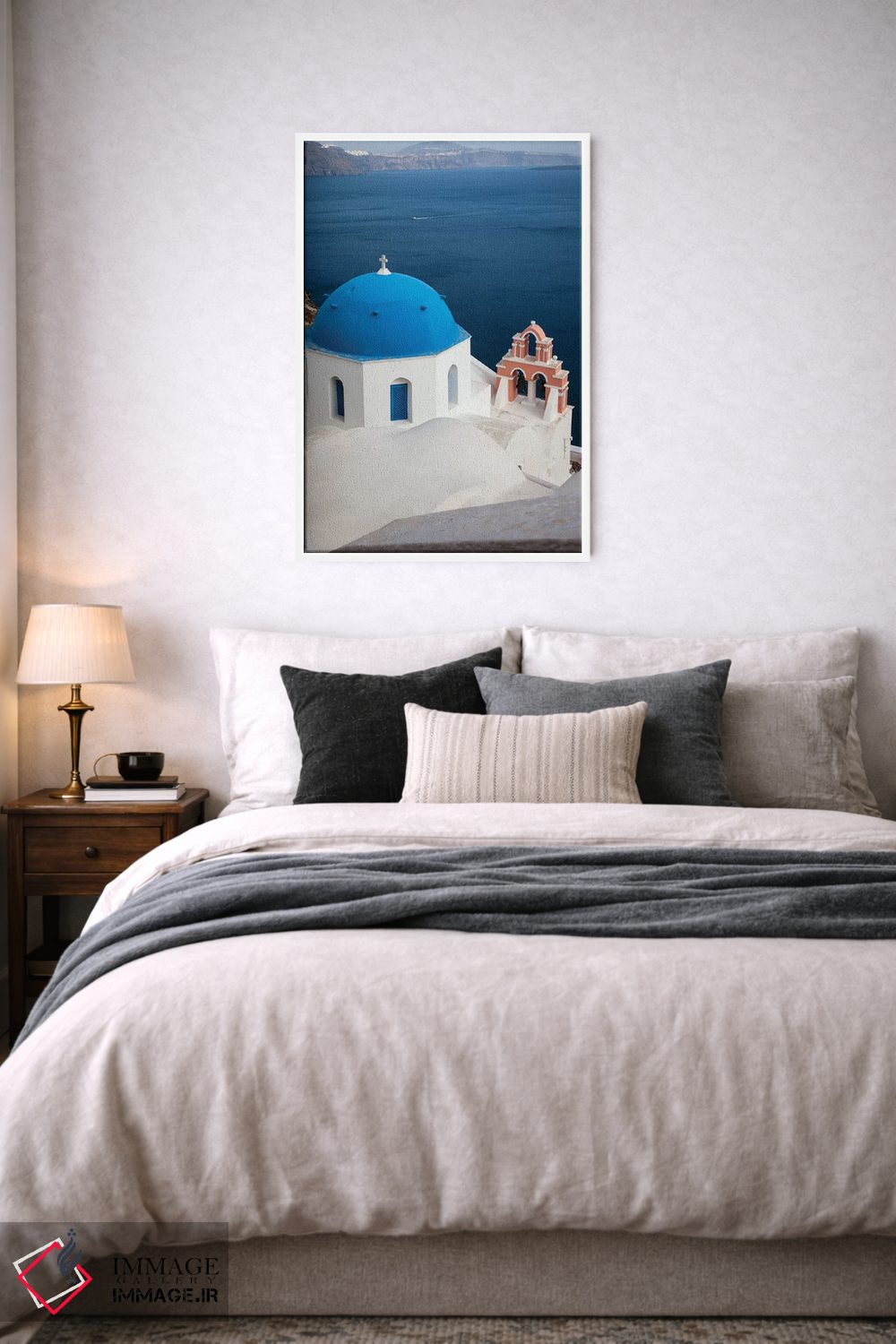 تابلو دکوراتیو Santorini. Blue dome and bell tower,یونان، سانتورینی، گنبد آ… اثر هولیس لونی - D4W