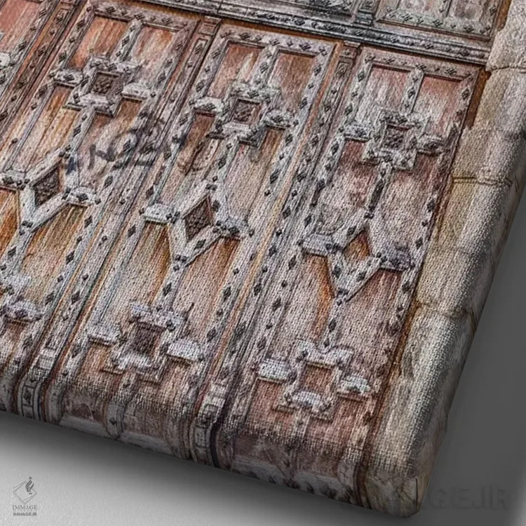 تابلو دکوراتیو Toulouse. Wooden doorway,فرانسه، تولوز، در چوبی اثر هولیس لونی - نمای نزدیک بافت بوم