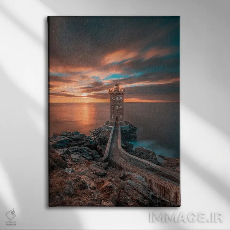 تابلو دکوراتیو Brittany, Le Conquet. Sun Setting At The Kermorvan Lighthous… اثر هولیس لونی - نمای روبهرو روی دیوار