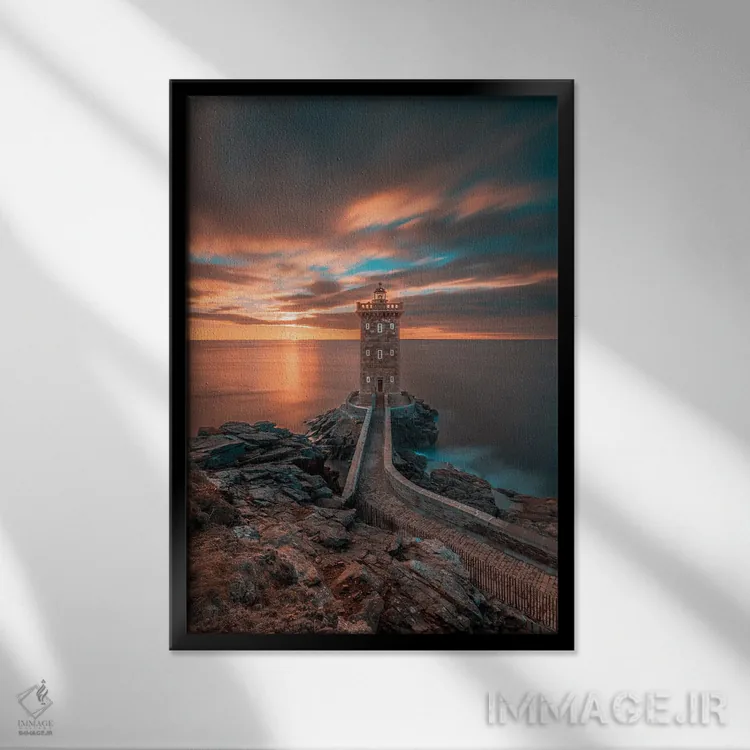 تابلو دکوراتیو Brittany, Le Conquet. Sun Setting At The Kermorvan Lighthous… اثر هولیس لونی - نمای قابدار مشکی